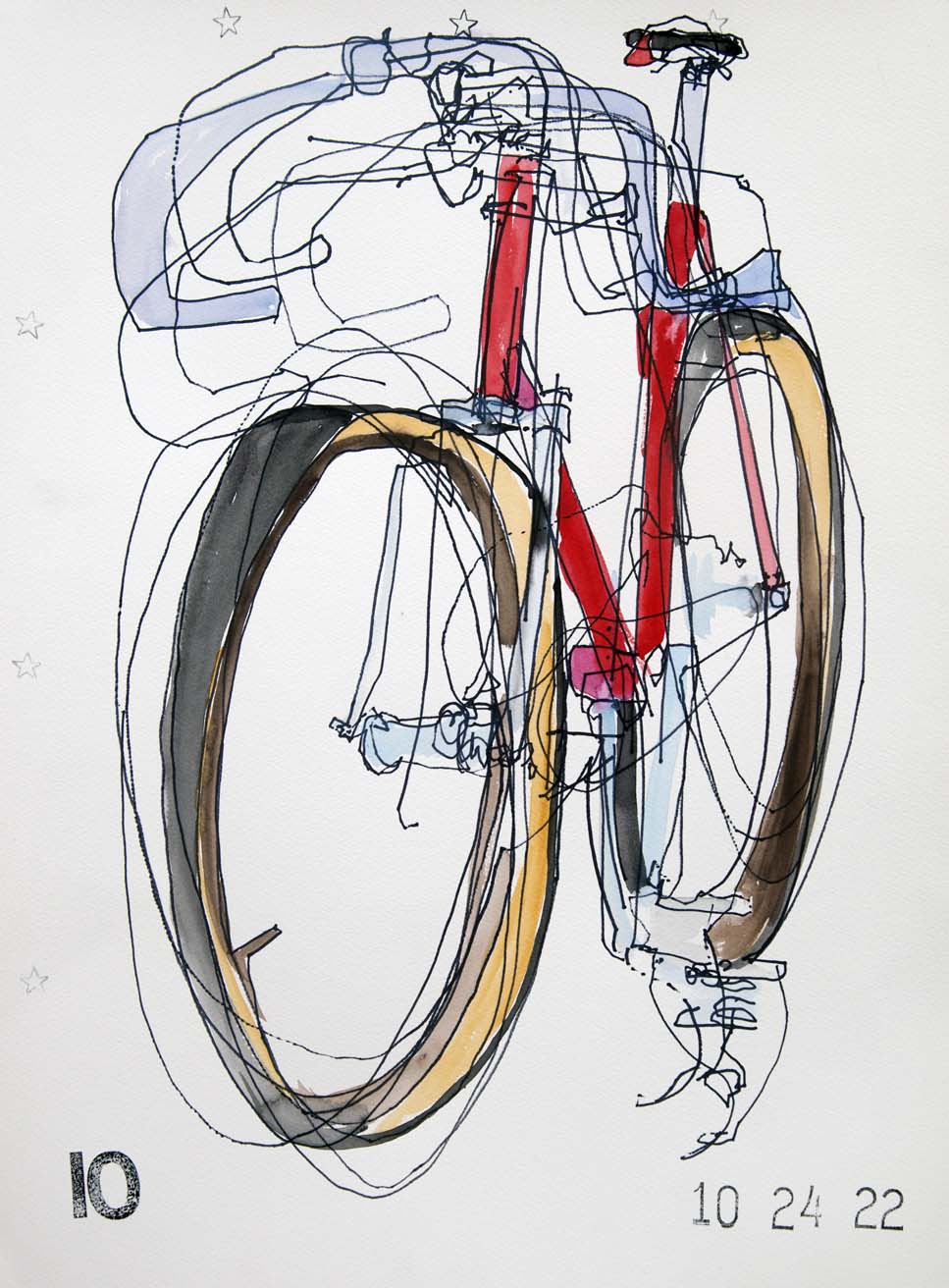 Eddie's Bike Sketches 2022 10 Bicycle Paintings, Prints and Custom