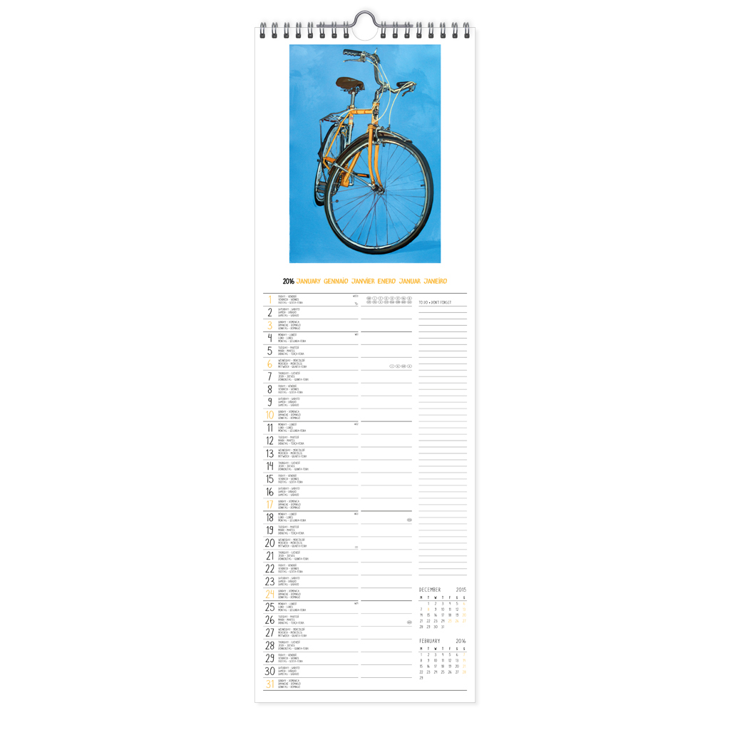 2016 Calendar Bicycle Paintings, Prints and Custom Bike Art Portraits