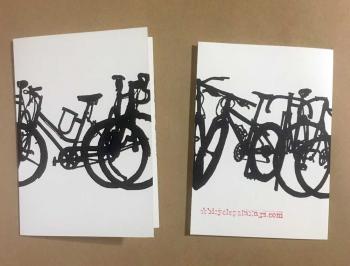 Bike Bicycle Art Stationary Hand Printed Greeting Cards