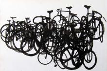 bike art relief print