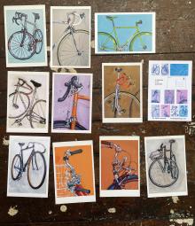 Bike Bicycle Art Stationary Postcard Set