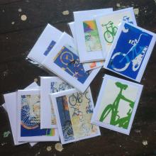 Bike Bicycle Art Stationary Hand Printed Notecards